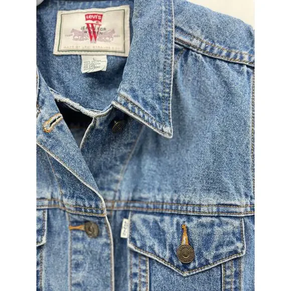 Vintage 1996 Levi’s Jeans White Tab Denim Embroidered Logo‎ Vest
